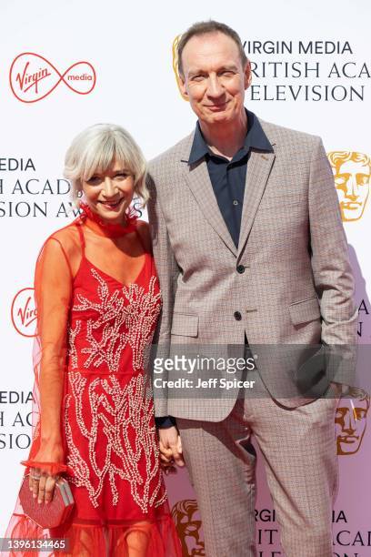 Hermine Poitou and David Thewlis attend the Virgin Media British Academy Television Awards at The Royal Festival Hall on May 08, 2022 in London,...
