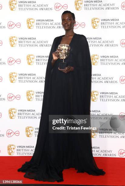 Sheila Atim winner of the Best International Programme award poses in the press room at the Virgin Media British Academy Television Awards at The...