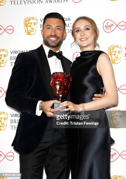 Winners of the Virgin Media Must-See Moment, for Strictly Come Dancing's silent dance to Symphony, Giovanni Pernice and Rose Ayling Ellis, pose in...