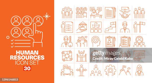 human resources line icons set - executive search stock illustrations