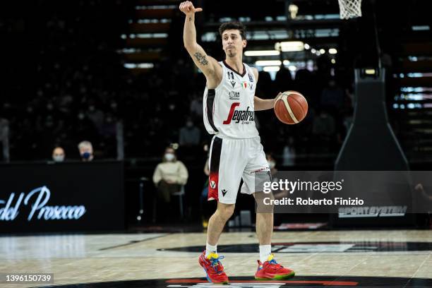 Michele Ruzzier of Virtus Segafredo Bologna in action during the LBA Lega Basket A Regular Season Round 30 match between at Segafredo Arena Bologna...