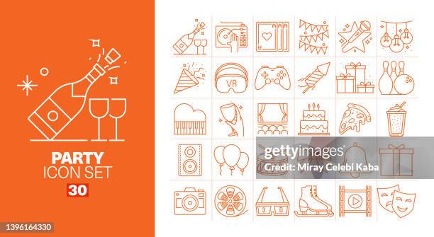 party line icons set - petard stock illustrations