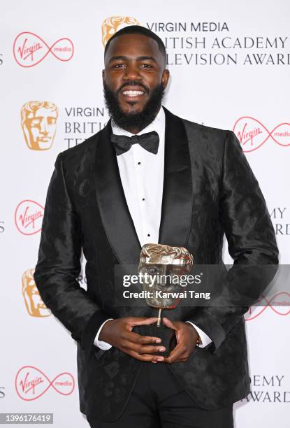 Comedy/Entertainment Programme Award winner, Mo Gilligan poses in the winners room at the Virgin Media British Academy Television Awards at The Royal...