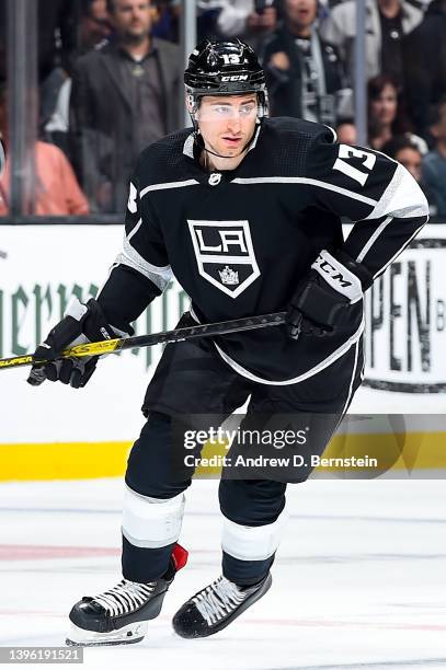 Gabriel Vilardi of the Los Angeles Kings skates on the ice during Game Four of the First Round of the 2022 Stanley Cup Playoffs against the Edmonton...