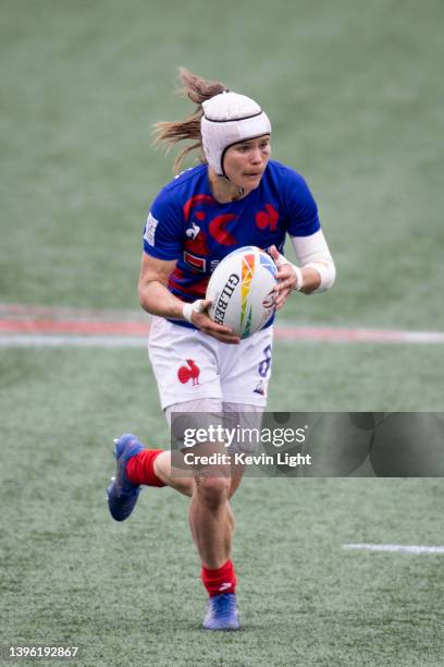 Camille Grassineau of France runs with the ball against Ireland during a Women's HSBC World Rugby Sevens Series match at Starlight Stadium on May 1,...