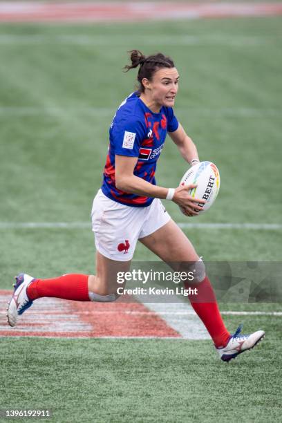 Shannon Izar of France runs with the ball against Ireland during a Women's HSBC World Rugby Sevens Series match at Starlight Stadium on May 1, 2022...