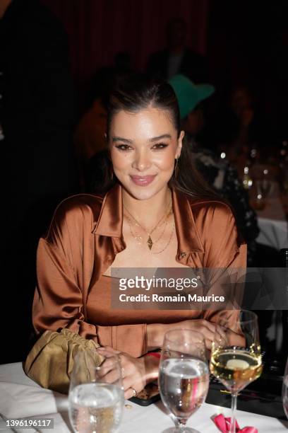 Hailee Steinfeld attends Day 4 of American Express Presents CARBONE Beach at Carbone on May 08, 2022 in Miami Beach, Florida.