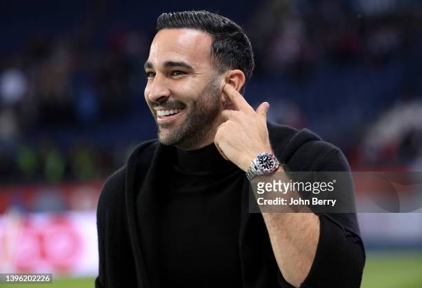 Adil Rami of Troyes following the Ligue 1 Uber Eats match between Paris Saint-Germain and ESTAC Troyes at Parc des Princes stadium on May 8, 2022 in...