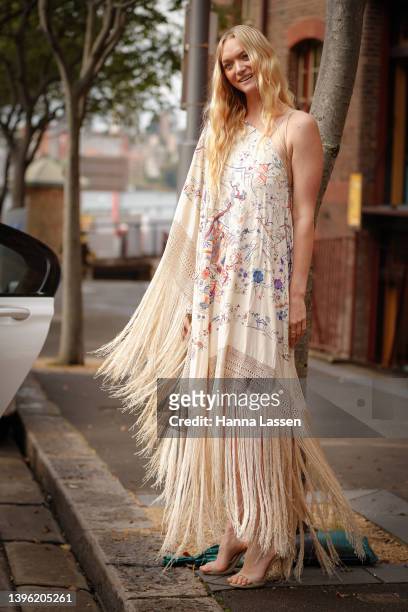 Gemma Ward is seen wearing Romance Was Born at Afterpay Australian Fashion Week 2022 on May 09, 2022 in Sydney, Australia.