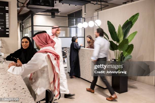 middle eastern professionals in riyadh coworking office - suadi arabia bildbanksfoton och bilder