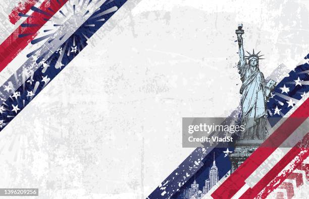 ilustraciones, imágenes clip art, dibujos animados e iconos de stock de cuatro de julio usa american grunge distressed textured background with copy space - new york