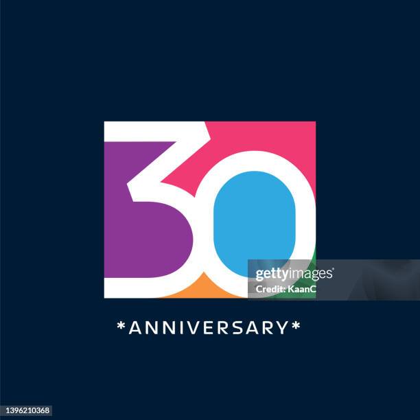 anniversary logo template isolated, anniversary icon label, anniversary symbol stock illustration - 30th anniversary stock illustrations