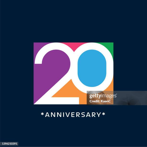 ilustrações de stock, clip art, desenhos animados e ícones de anniversary logo template isolated, anniversary icon label, anniversary symbol stock illustration - aniversário de 20 anos