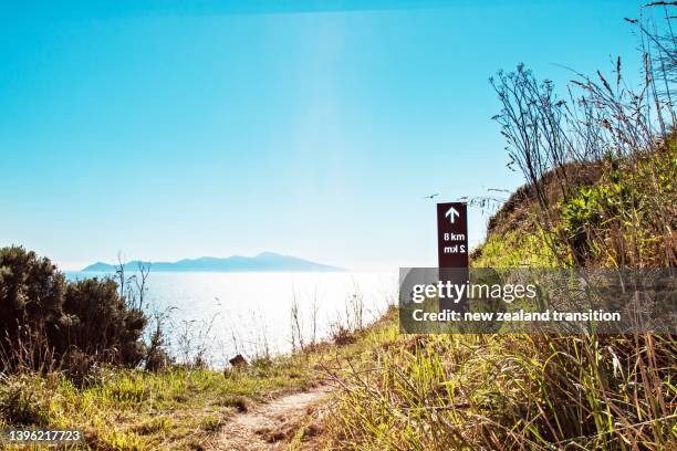 view of kapiti island from escarpment track on a fine day, kapiti coast, nz - kapiti coast stock pictures, royalty-free photos & images