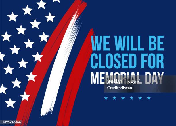 stockillustraties, clipart, cartoons en iconen met memorial day closed. - closed