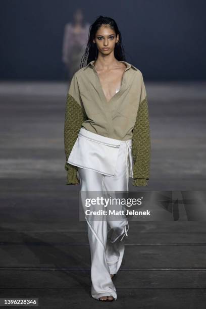 Model walks the runway during the BEC + BRIDGE show during Afterpay Australian Fashion Week 2022 Resort '23 Collections at Carriageworks on May 9,...