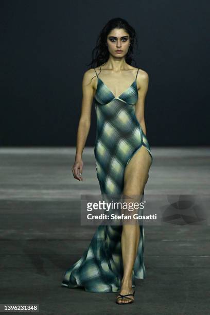 Model walks the runway during the BEC + BRIDGE show during Afterpay Australian Fashion Week 2022 Resort '23 Collections at Carriageworks on May 09,...
