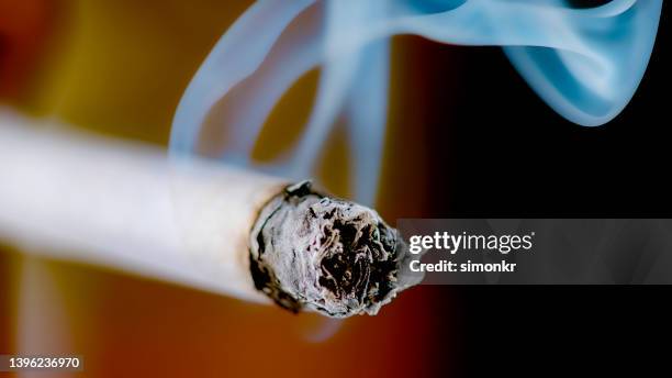 burning cigarette - tobacco product imagens e fotografias de stock