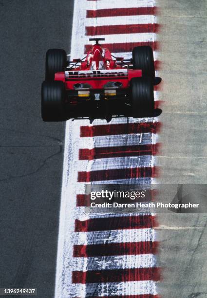 Rubens Barrichello of Brazil drives the Scuderia Ferrari Marlboro Ferrari F1-2000 Ferrari V10 during the Formula One Belgian Grand Prix on 27th...