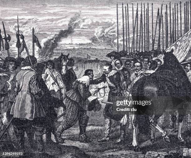 surrender of breda - gens stock illustrations