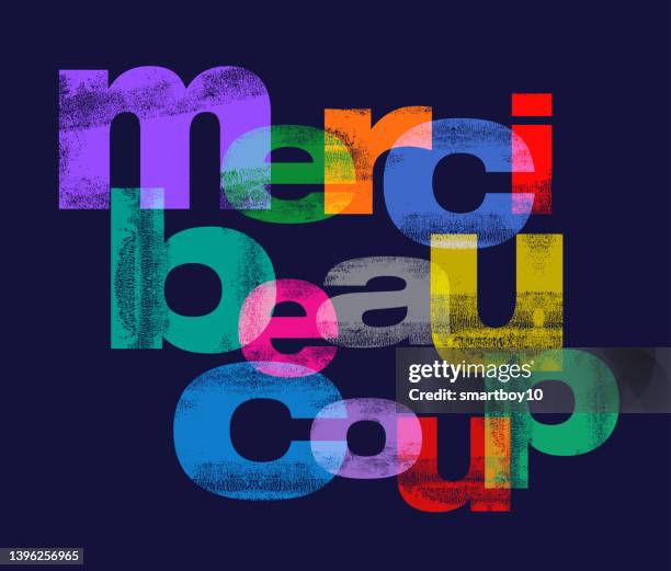 thank you very much ( merci beaucoup in french ) - french language stock illustrations