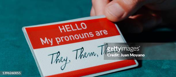 my pronouns are they, them web banner - nicht binäres geschlecht stock-fotos und bilder