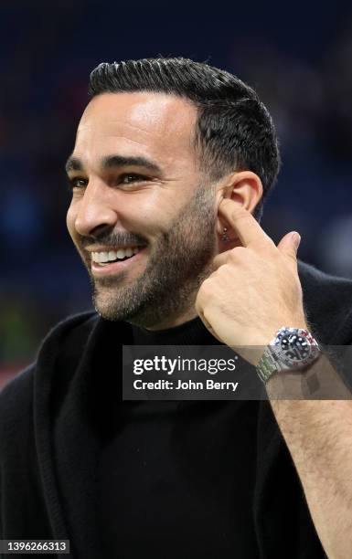 Adil Rami of Troyes following the Ligue 1 Uber Eats match between Paris Saint-Germain and ESTAC Troyes at Parc des Princes stadium on May 8, 2022 in...