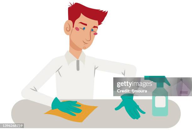 cleaning the workplace - craftsman working in their workshop stock illustrations