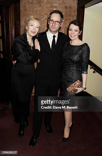 Lindsay Duncan, Jeremy Northam and Olivia Colman attend an after party celebrating the Gala Performance of Noel Coward's 'Hay Fever' at the Royal...