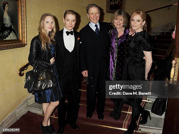 Tamzin Merchant, Freddie Fox, Edward Fox, Joanna David and Emilia Fox attend an after party celebrating the Gala Performance of Noel Coward's 'Hay...