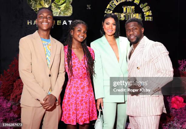 Hendrix Hart, Heaven Hart, Eniko Hart and Kevin Hart attend the 2022 HARTBEAT Brunch at Goldstein Residence on May 07, 2022 in Beverly Hills,...