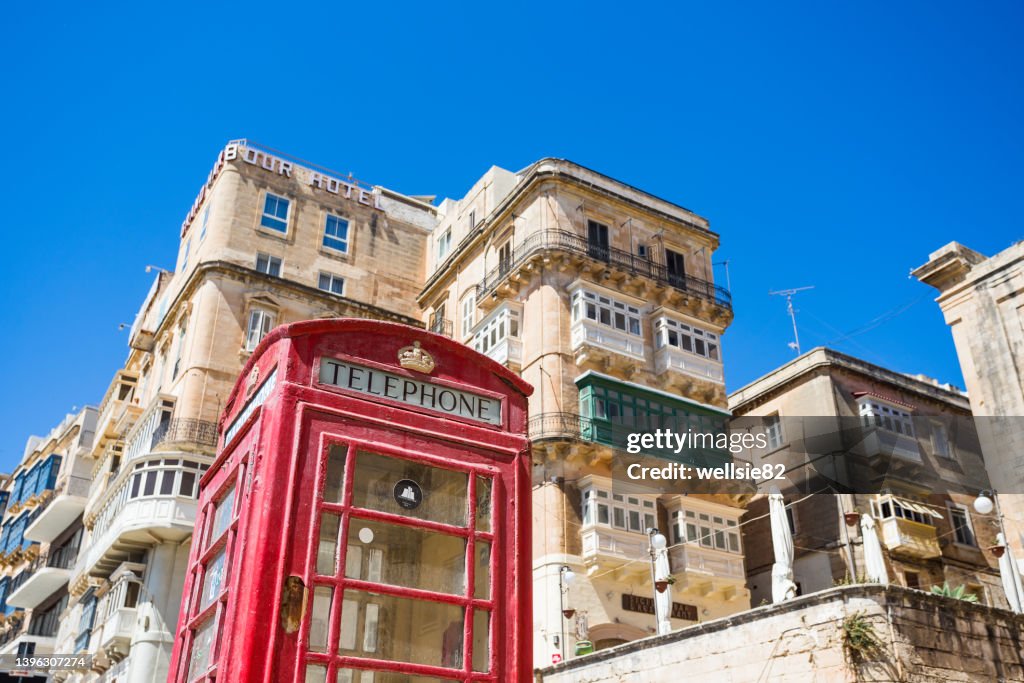 Red phone box in Valletta