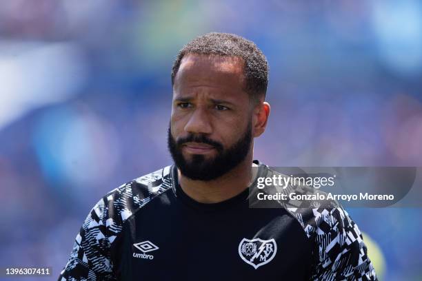 Tiago Manuel Dias Correia alias Bebe of Rayo Vallecano de Madrid looks on as he walks to the bench prior to start Radamel Falcao the La Liga Santader...