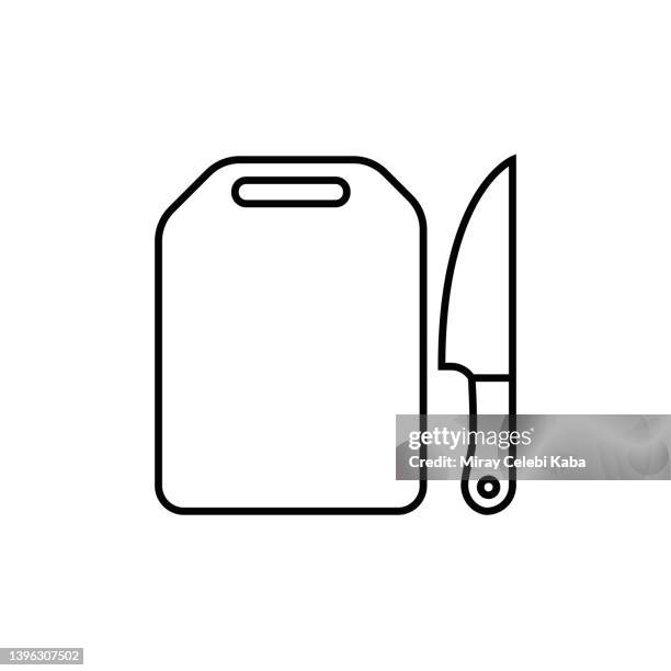 chopping board line icon - cooking timer stock illustrations
