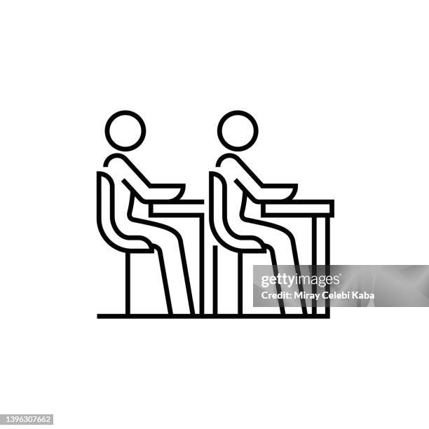 bildbanksillustrationer, clip art samt tecknat material och ikoner med classroom line icon - skrivbord