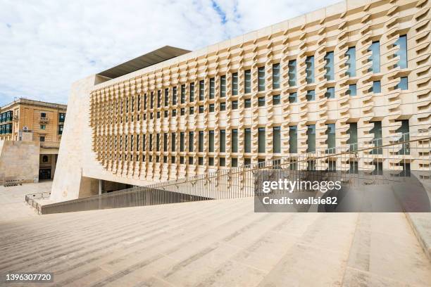steps down from the parliament house - modern malta stock pictures, royalty-free photos & images
