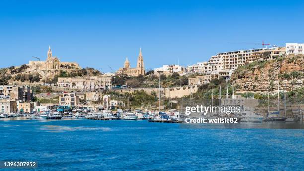 mgarr harbour and marina - island of gozo mgarr stock pictures, royalty-free photos & images