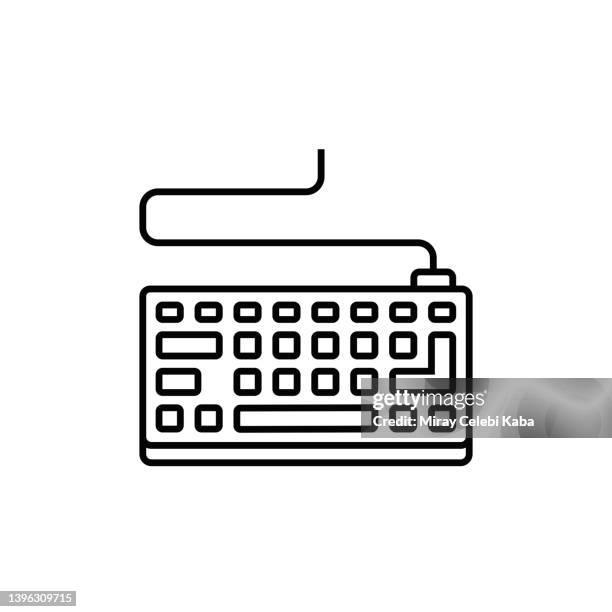 computer keyboard line icon - server cables stock illustrations