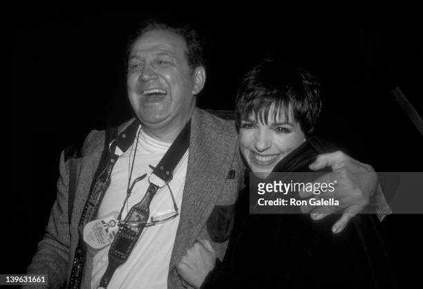 Ron Galella and Liza Minnelli attend 20th Annual Theater Hall of Fame Induction Ceremony on February 11, 1991 at the Gershwin Theater in New York...