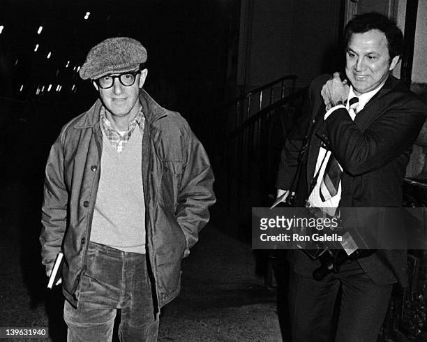Woody Allen and Ron Galella sighted on November 11, 1981 at Mia Farrow's apartment in New York City.
