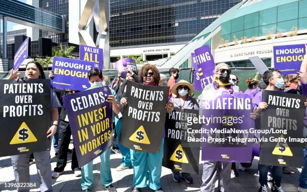 Los Angeles,, CA Members of the Service Employees International Union-United Healthcare Workers West held a picket line on day one of a weeklong...