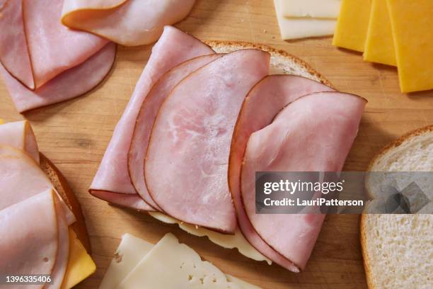 preparing a monte cristo sandwich - ham imagens e fotografias de stock