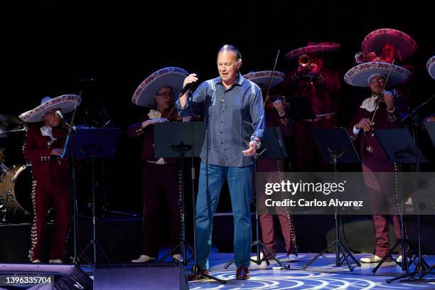 Spanish singer Bertin Osborne performs on stage at the Calderon Theater on May 09, 2022 in Madrid, Spain.