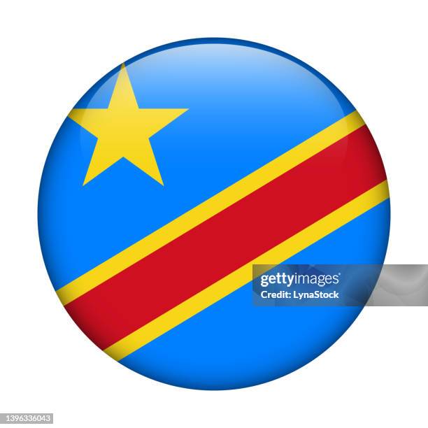 democratic republic of the congo national flag. vector icon. glass button for web, app, ui. glossy banner. - republic of the congo stock illustrations