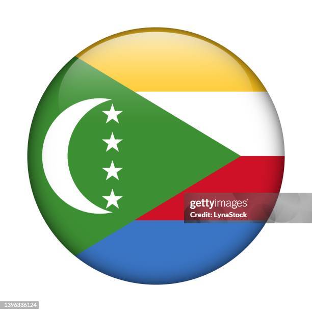 comoros national flag. vector icon. glass button for web, app, ui. glossy banner. - comores stock illustrations