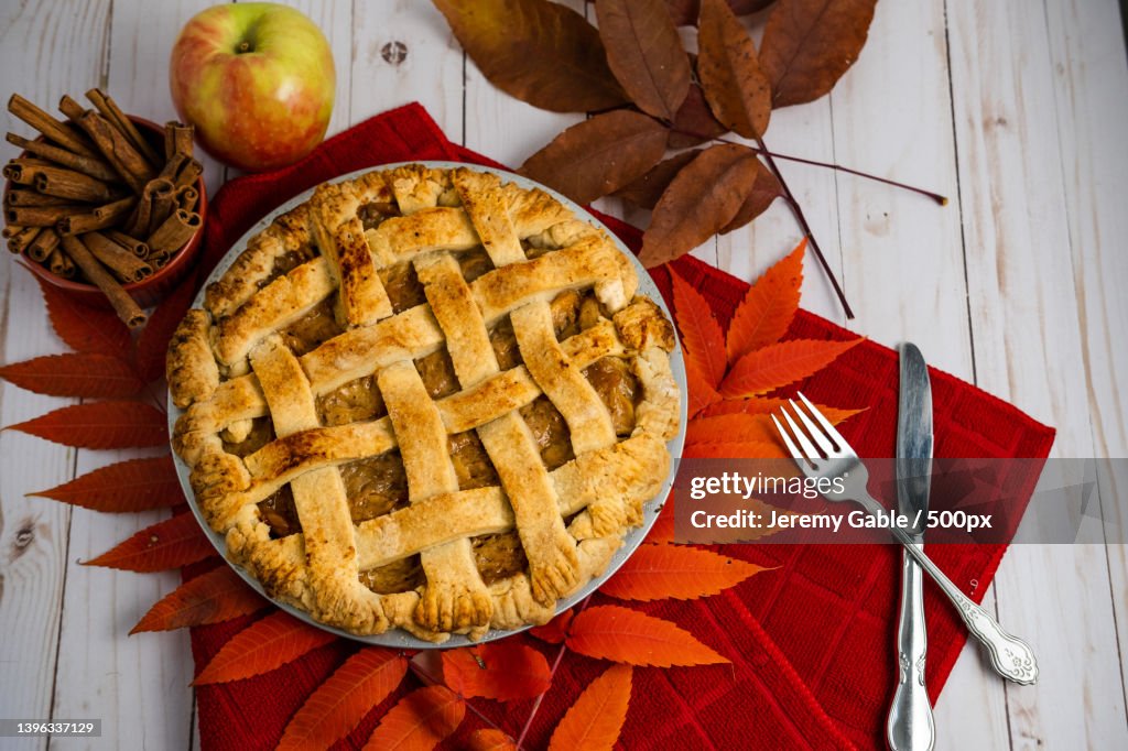 Vegan Caramel Apple Pie in a Fall Setting,Rochester,New York,United States,USA