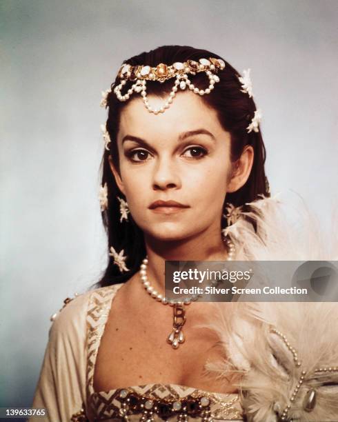 Genevieve Bujold, Canadian actress, in costume in a studio portrait issued as publicity for the film, 'Anne of the Thousand Days', 1969. The...