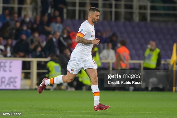 Leonardo Spinazzola of AS Roma returs to play after the serius injury during the Serie A match between ACF Fiorentina and AS Roma at Stadio Artemio...