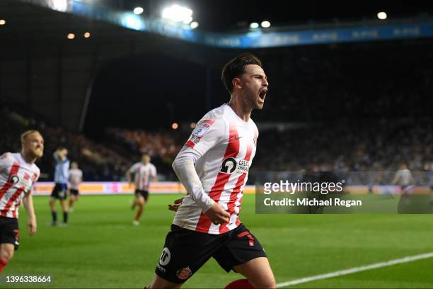 Patrick Roberts of Sunderland celebrates after scoring the winning goal during the Sky Bet League One Play-Off Semi Final 2nd Leg match between...