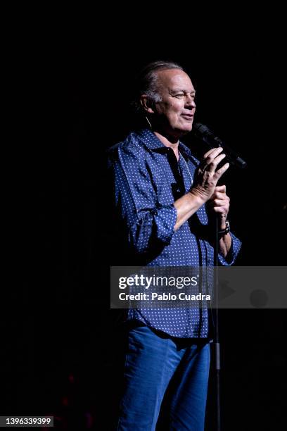 Spanish singer Bertin Osborne performs on stage at the Calderon Theater on May 09, 2022 in Madrid, Spain.